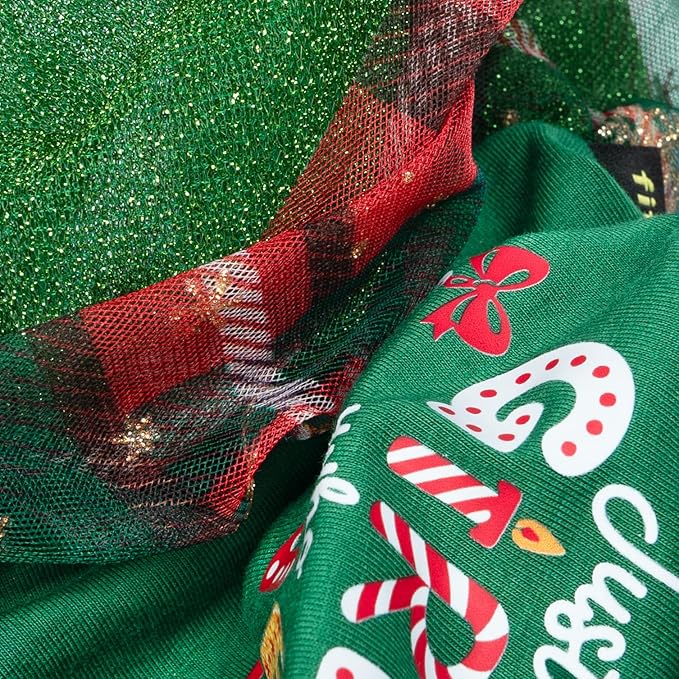 Fitwarm Just a Girl Who Loves Christmas Dog Tulle Dress, Funny Christmas Clothes for Small Dogs Girl, Holiday Pet Outfit, Red, White, Green, Yellow, XXS