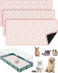 Bissap 3 Packs Guinea Pig Cage Liners, 47''X24'' Washable Guinea Pig Pee Pads Non Slip Reusable Fast and Super Absorbent Bedding for Small Animals Rabbit Hamster Chinchillas Rat - Pink