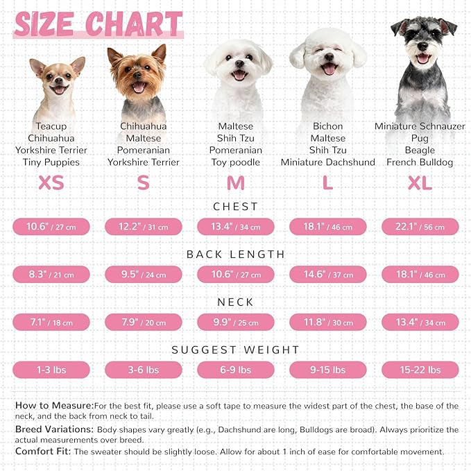 Small Dog Sweaters Cute Bear Dog Cardigans Clothes for Small Medium Dogs Boy Girl Puppy Cat Knitting Cardigan Outfits Dogs Winter Coats Warm Pet Doggy Clothes Soft Knitwear (Pink, X-Large)