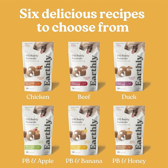 Earthly Pill Buddy Naturals - Beef Recipe Pill Hiding Treats for Dogs - Make A Perfect Pill Concealing Pocket Or Pouch for Any Size Medication - 30 Servings