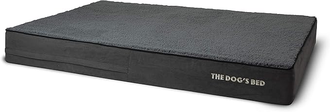 The Dog’s Bed Orthopedic Memory Foam Dog Bed for XXL Dogs, Waterproof Washable Cover, Anti-Slip Base, Calming Surface – CertiPUR-Certified Foam, Grey Plush, 6 Inch Thick