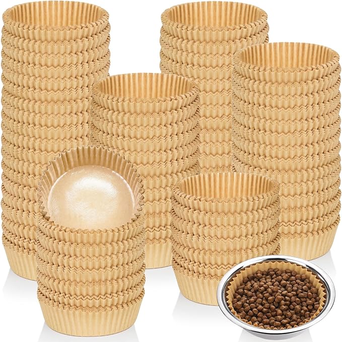 1000 Pcs Bulk Large Pet Disposable Feeding Bowls Liner Cat Food Bowls Paper Liner Pets Disposable Feeding Bowl Small Paper Cat Plates for Small Dogs Cats Dish Bowl