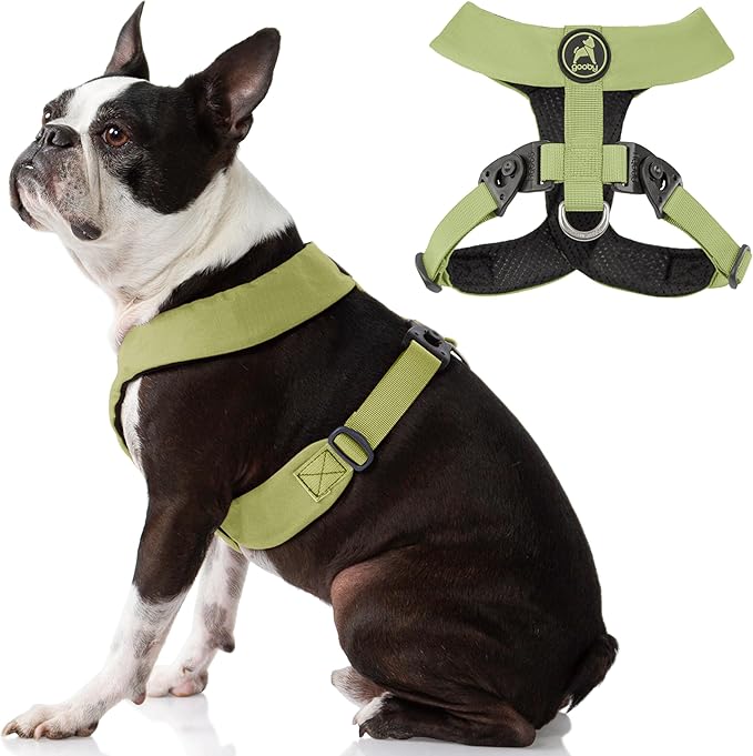 Gooby Comfort X Harness - Dual Snap, Green, Small - No Pull Dog Harness with Rotational Buckles and Patented Choke-Free X Frame