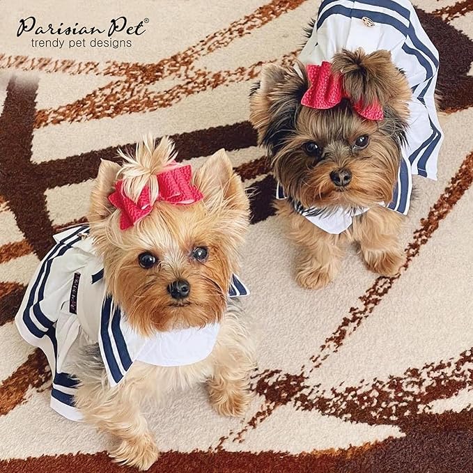 Parisian Pet Sailor Dog Dress - 100% Cotton Summer Clothes for Large Dogs Girl - Nautical Pet Apparel - Stylish Dog Outfit - Lightweight and Breathable Puppy Clothes - Cute Dresses for Dogs