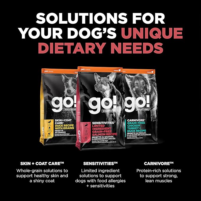 Go! Solutions Sensitivities Limited Ingredient Salmon Grain-Free Dry Dog Food, Chicken-Free Kibble Made by Experts for Sensitive Stomachs & Food Allergies, for Puppies, Adults, & Seniors, 3.5 lb Bag