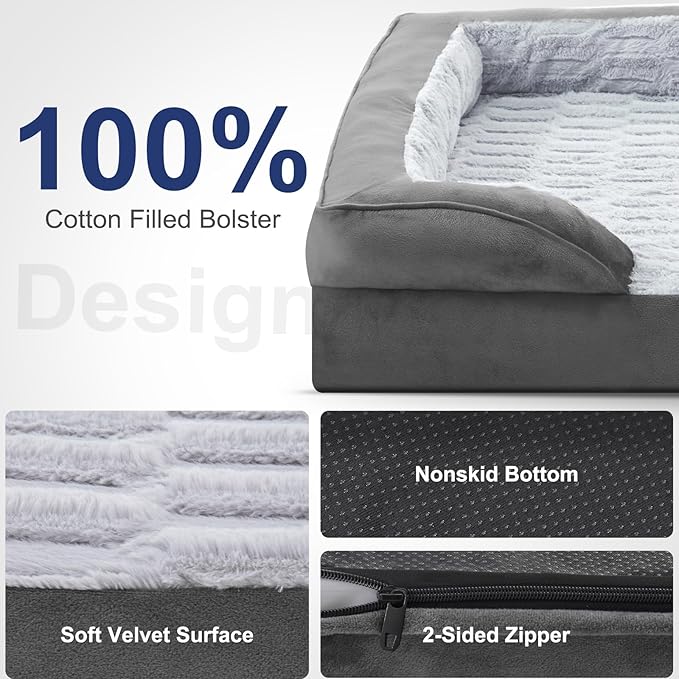 FURTIME Orthopedic Dog Bed - Extra Large, Waterproof, Ultra Comfy Supportive Foam Sofa Bed with Removable Washable Cover, Nonskid Bottom