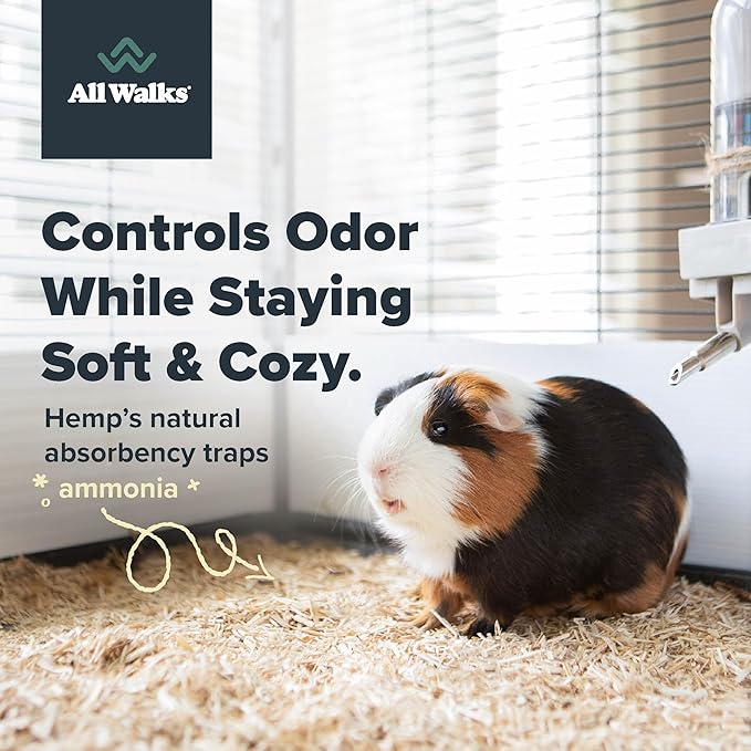 All Walks 40 Liters(4 x 10L Bags) Premium Natural Hemp Bedding, Odor Control, Low Dust, Highly Absorbent, for Rabbits, Hamsters, & Small Animals, Biodegradable, Made in USA