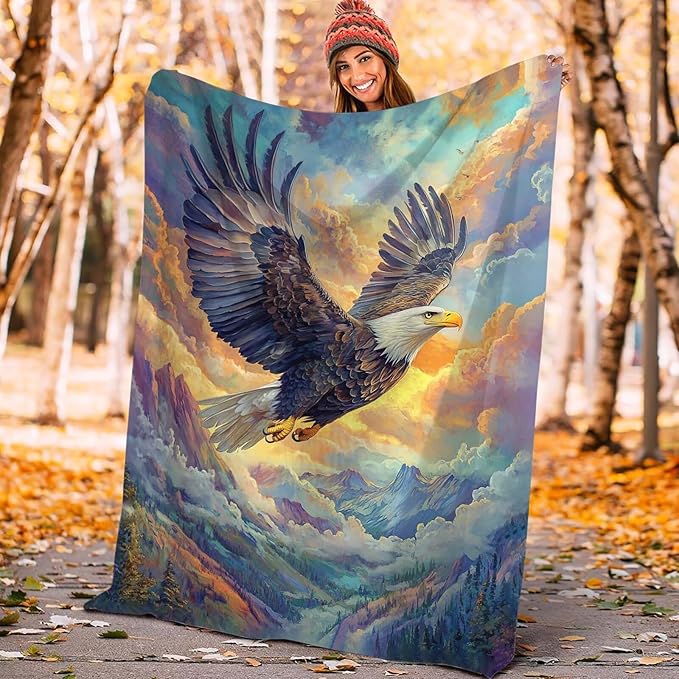 Eagle Throw Blanket Bald Eagle Stuff Gifts for Kids Girls Boys Adults Women Man Soft Cozy Warm Plush Fluffy Fuzzy Fleece Blanket Decor 40''X50''
