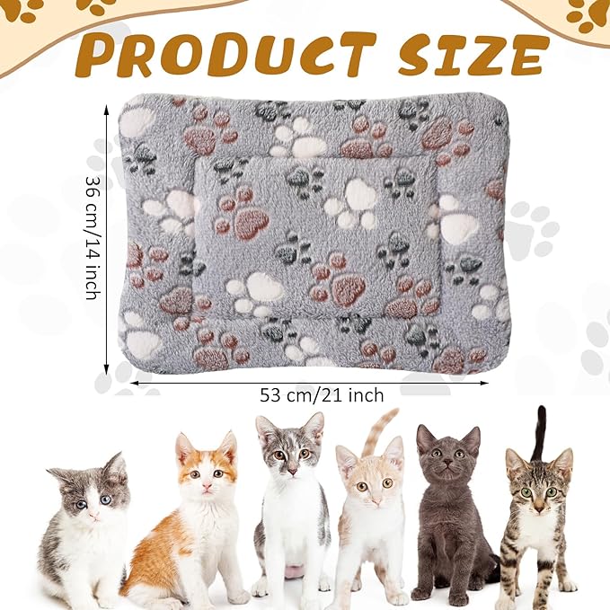 Tuanse 4 Pack Ultra Soft Dog Cat Bed Mat Small Animal Guinea Pig Bed with Cute Print Reversible Fleece Dog Crate Kennel Pad Cozy Washable Thickened Hamster Pet Beds Mat(21 x14 Inches,Light Gray)