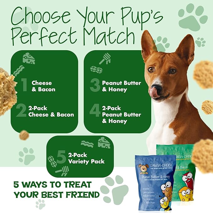 DAWG'S CHOICE Soft & Chewy Dog Treats, Peanut Butter & Honey Snacks for Dogs, Dog Treats Made in USA, Human Grade, All-Natural Ingredients, High Value Training Treats, for Small, Medium & Large Dogs