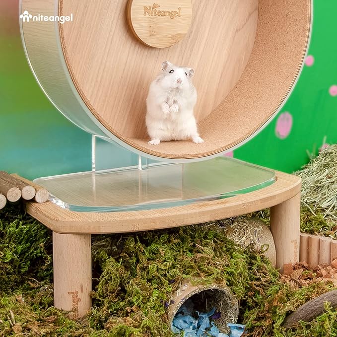 Niteangel Anti-Slide Super-Silent Acrylic Wooden Cloud Series Hamster Wheel Platform