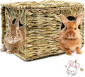 BWOGUE Extra Large Grass House for Rabbits,Hand Crafted Natural Grass Hideaway Foldable Bed Hut with Openings Playhouse for Bunny Guinea Pig Chinchilla Ferret for Play and Sleep