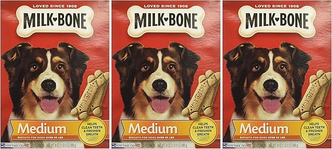 3 Pack - Milk Bone Medium Biscuits For Dogs Over 20 Lbs, 24 Ounce Box (17 Ounce)