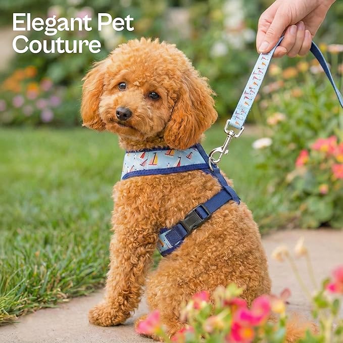 Parisian Pet Sailboat Dog Harness - Breathable No Pull Puppy Harness with Leash Ring - Adjustable Nautical Harnesses for Dogs - Soft Padded Step-in Pet Vest - Lightweight Dog Vests for Large Dogs