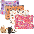 Haull 4 Pcs Waterproof Guinea Pig Bedding Guinea Pig Bed Plush Cage Liners Soft Rabbit Dog Crate Pad Cat Mat Reversible Cozy Animal Pee Pad Hamster Bunny Mat Accessory(Paw,13 x 18.5 Inch)