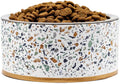 Pet Junkie Terrazzo Single Elevated Pet Bowl Stand with Removable Stainless Steel 16oz Inner Bowl for Small Dog Breed or Cat - Raised Dog Food or Water Station (Small, White)