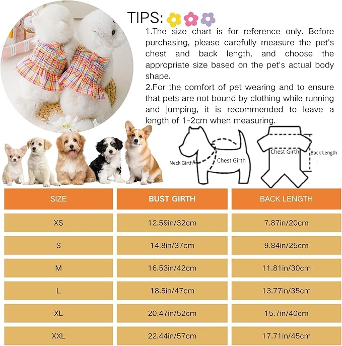Colorful Rainbow Skirt Dog Dress Soft Breathable Outfits Pet Dress for Small Medium Girls Puppy Lightweight Pet Dresses