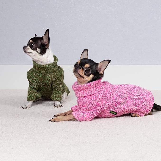 Fitwarm Knitted Turtleneck Dog Sweater, Cozy Dog Winter Clothes for Small Dogs Girl, Holiday Pet Outfit, Heather Pink, XXL