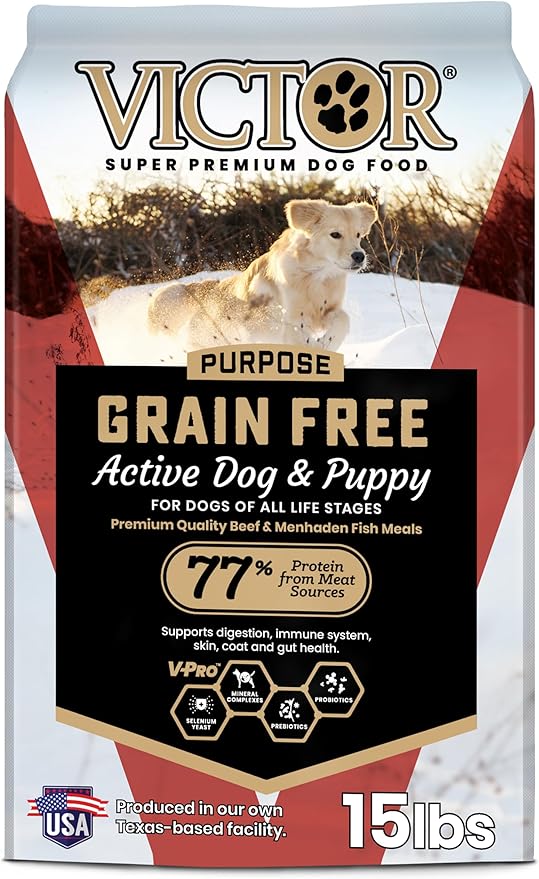 VICTOR Super Premium Dog Food – High Protein Grain Free Active Dog & Puppy Kibble – Dry Food with 33% Protein, Gluten-Free - Premium Beef, Pork, Fish Meals for High Energy Dogs, 15lbs