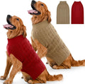 2 Pack Dog Sweaters for Large Dogs Winter Turtleneck Pullover Cable Knit Fleece Stretch Pitbull Labrador Golden Retriever Doberman Bulldog Boy Girl Pet Clothes (XXL, Red & Brown)