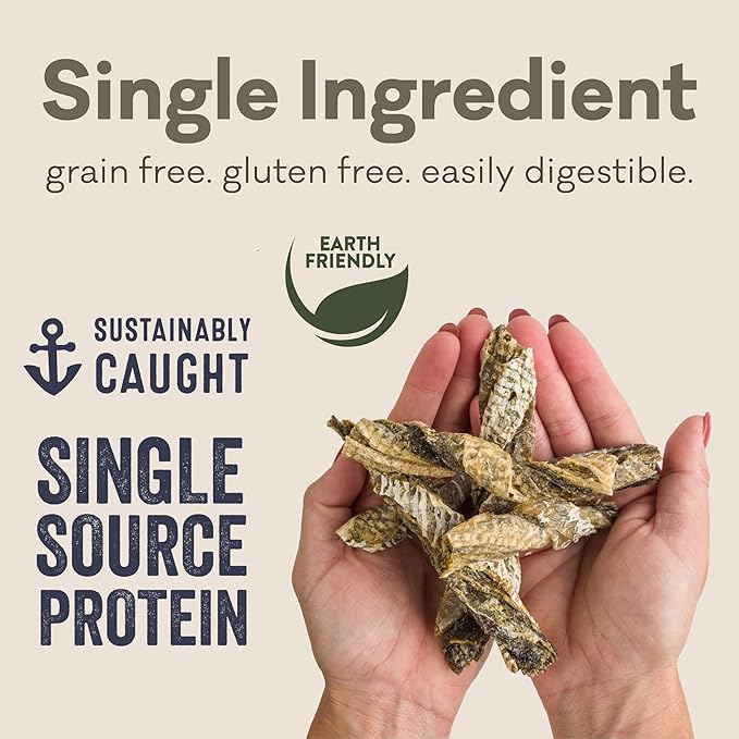 Polkadog Cod Skin Dog Treats - All Natural, Single Ingredient Wild-Caught Fish, Premium Treats for Dogs, High in Lean Protein & Omega-3, Great for Allergies, Made in USA - 2oz (1pk)
