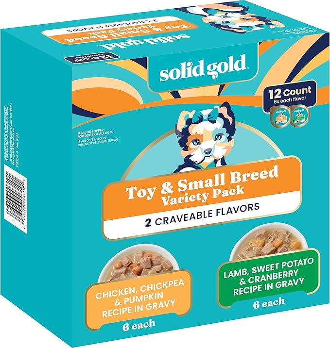 Solid Gold Wet Dog Food for Small Dogs - Grain Free Small Dog Food Wet Recipe w/Chicken, Lamb & Superfoods for Gut Health & Immune Support - for Puppies, Adult & Senior Breeds - 12ct Variety Pack