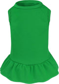 Dog Dresses Cat Skirt Solid Color Dog Clothes Summer Sleeveless Puppy Girl Clothes for Small Pet Dogs Cats (Dark Green, Large)