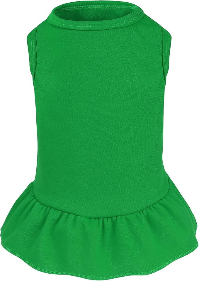 Dog Dresses Cat Skirt Solid Color Dog Clothes Summer Sleeveless Puppy Girl Clothes for Small Pet Dogs Cats (Dark Green, Medium)
