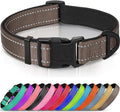 Joytale Reflective Dog Collar, Soft Neoprene Padded, Metal D-Ring, Nylon Pet Collar Adjustable for Large Dogs, Brown, Large