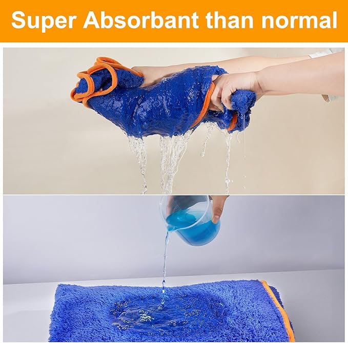 Bienbee Dog Bathrobe, Quick Drying Super Absorbent Dog Robes for After Bath, Warm Keeping Dogs Towel, Dogs Bath Supplies, Dark Blue XXL