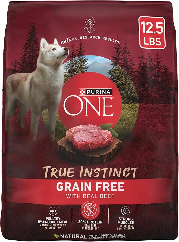Purina One True Instinct Dry Dog Food, Muscle & Joint Support, Grain-Free Real Beef - 12.5 lb Bag