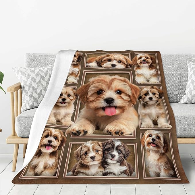 Havanese Gifts, Dog Throw Blanket, Havanese Stuff Animal for Women Boys Girls Men Lover Adult Cozy Fleece Flannel Bedding Plush for Couch Sofa Bed Decor 80"X60"