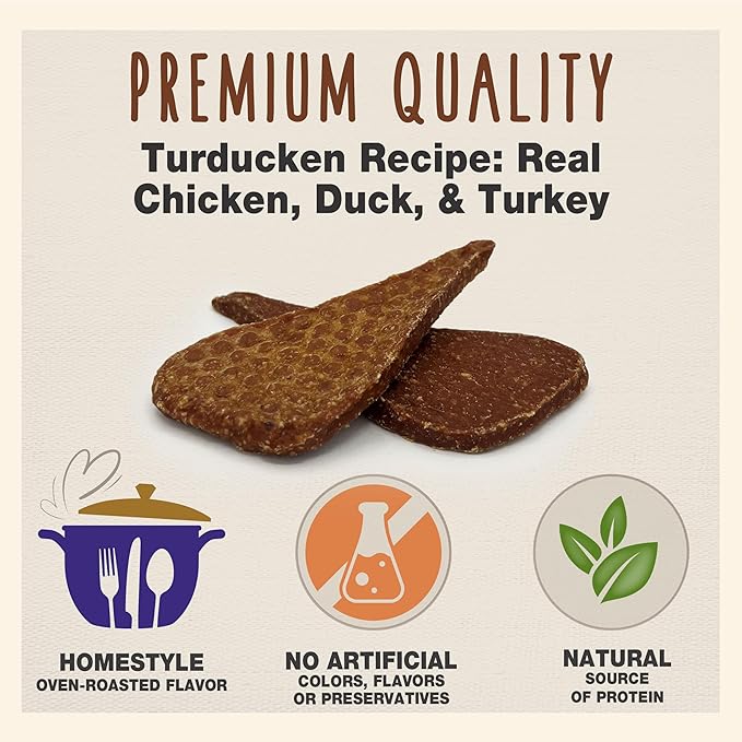 Cadet Gourmet Homestyle Turducken Recipe Jerky Chews for Dogs, Healthy Natural Dog Training Treats Made with Real Turkey, Duck & Chicken, 14 oz