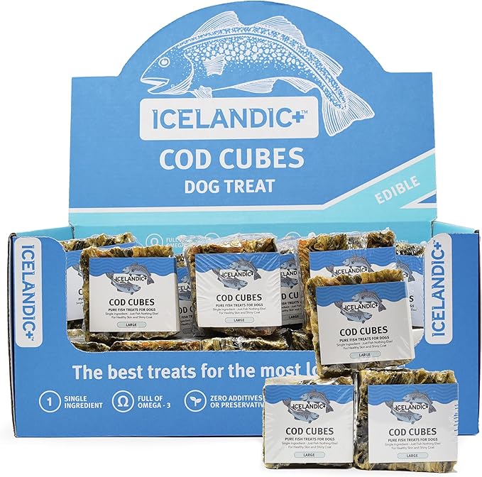 Icelandic+ Large Cod Skin 2" Cube Dog Treat (Pack of 4)
