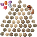 Hamiledyi 48PCS Rabbit Grass Balls 1.96in Guinea Pig Balls Small Animal Activity Enrichment Toy for Bunny Chinchilla Hamster Gerbil Grinding Playing