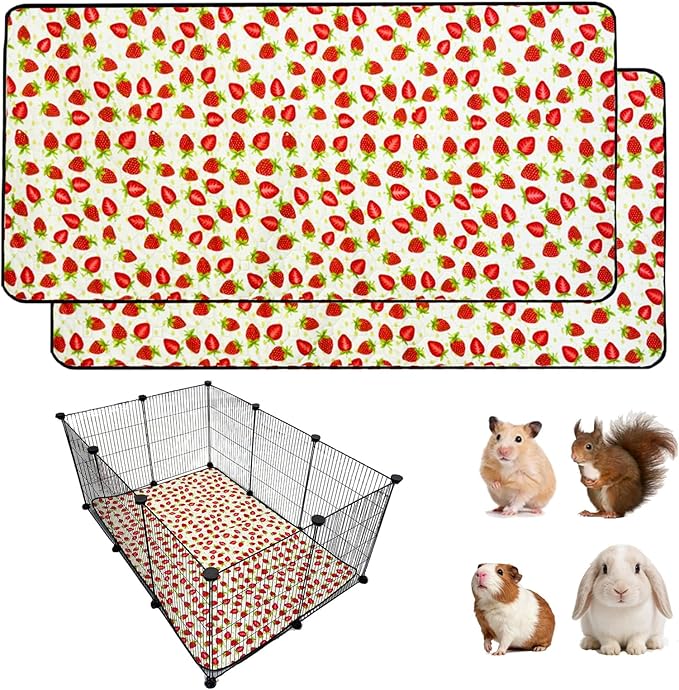 2 Pack Guinea Pig Cage Liners, Waterproof Reusable Guinea Pig Cage Liners,Waterproof Super Absorbent Pee Pads for Small Animals,28x42 inch 2pack