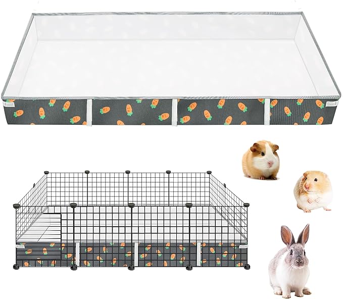 Guinea Pig Cage Liner, Rabbit Cage Liner with Carrot Pattern 24" X 48" Water-Resistant and Washable Guinea Pig Liner for Hamster, Hedgehog, Ferrets and Other Small Pet (Dark Green)