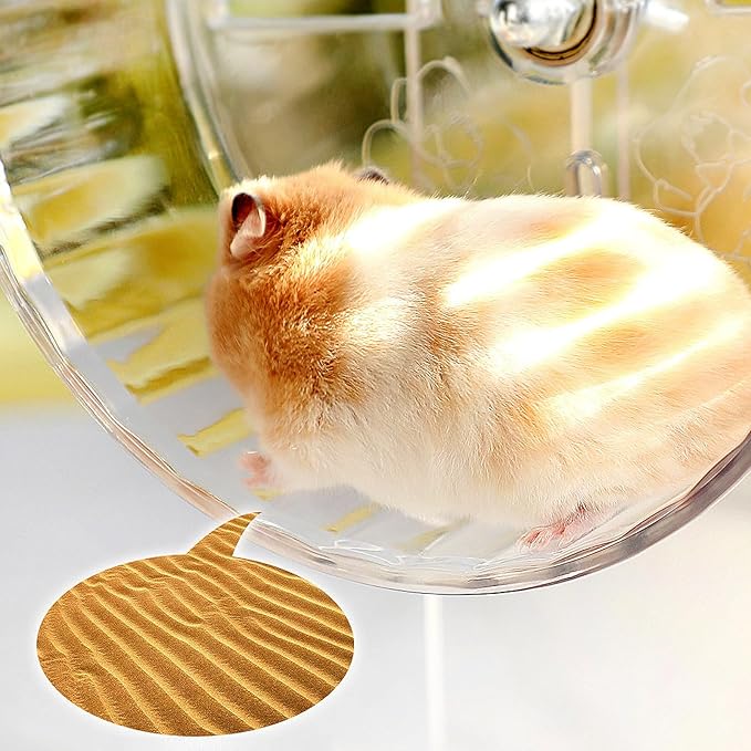 Silent Hamster Wheel, Super-Silent Hamster Exercise Wheels Accessories, Quiet Running Wheels, Adjustable Stand for Hamsters Mice Or Other Small Animals (Ф 6 inch,Transparent)