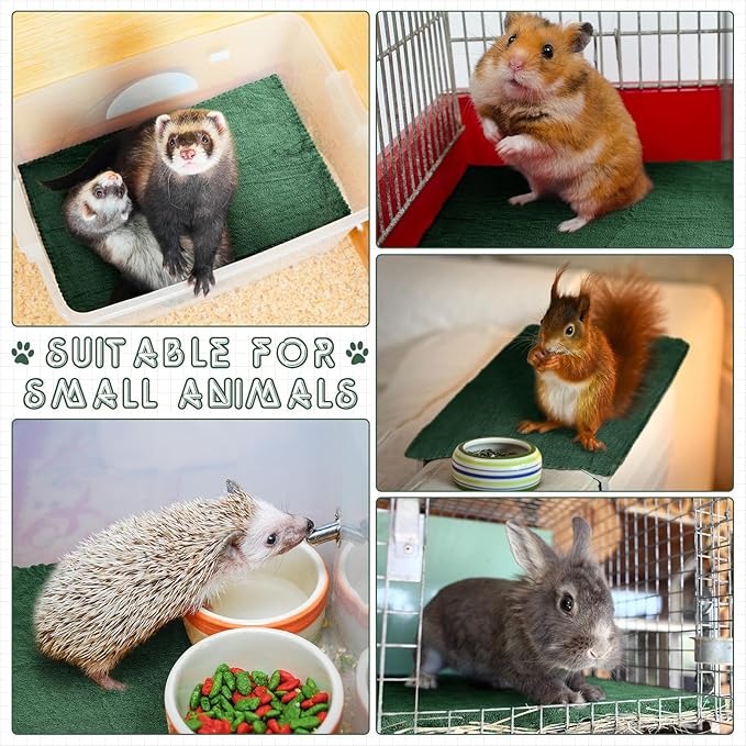 SmoothNovelty 5 Pcs Waterproof Guinea Pig Blankets Washable Small Animal Pee Pad Pet Blanket Sleep Bedding Mats Absorbent Guinea Pig Cage Liner Reusable Pet Sleep Pad(Dark Green,18" X 24",Classic)