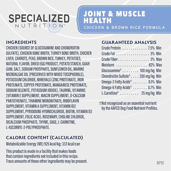 Natural Balance Specialized Nutrition Wet Dog Food Stew with Chicken and Brown Rice, Joint Health & Muscle Health Dog Food, Natural Ingredients with Added Vitamins & Minerals - 12.7 oz. (Case of 12)
