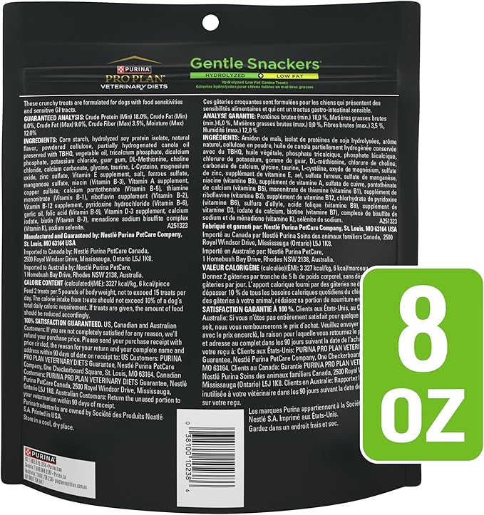 Purina Pro Plan Veterinary Diets Gentle Snackers Hydrolyzed Plus Low Fat Dog Treats - 8 oz. Pouch