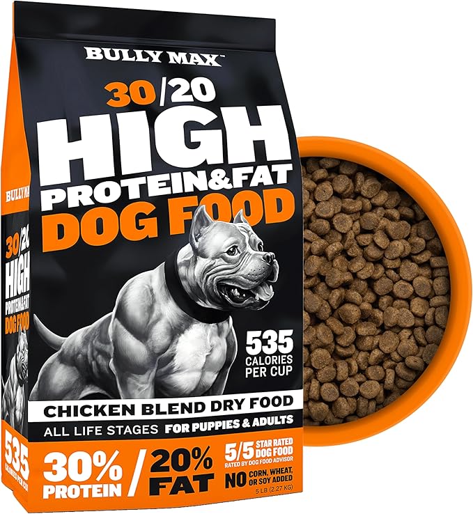 Bully Max High Protein & Fat Dry Dog Food (40 lb. Bag) + Instant Fresh Dehydrated Wet Food with Chicken (6lb Dry, Makes 16.5lb Wet Food) – Ultimate Muscle & Weight Gain Combo for Puppies & Adult Dogs
