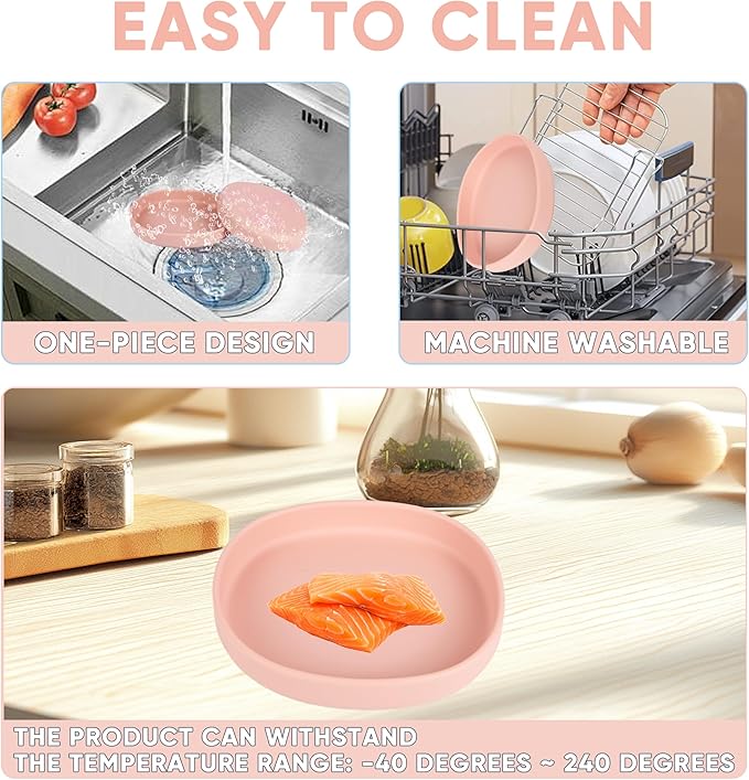 Silicone Cat Dog Bowls, Non Slip Dog Food Cat Feeding Plates, Pet Drinking Bowl for Dry and Wet Food, 10 OZ/330ML Water Bowl for Small Pets 2PCS (Pink)