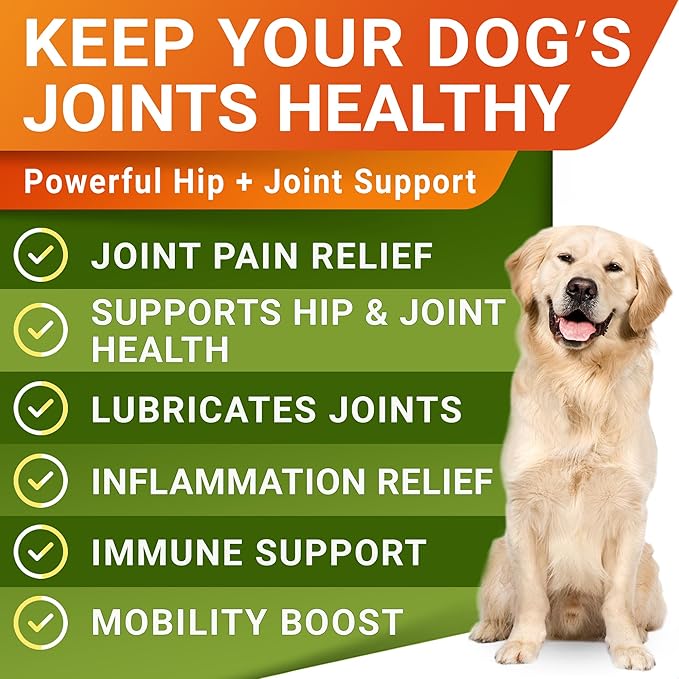 Hemp Chews for Dogs - Hip & Joint Supplement with Glucosamine - Joint Pain Relief Treats - Omega 3, Chondroitin, MSM - Advanced Mobility Support - Chicken Flavor - 120 Ct - Made in USA