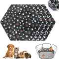 Preboun 4 Pcs 47 in Guinea Pig Playpen Pad Waterproof Hexagon Mat Reusable Dog Playpen Liner for Small Animal Rabbit Cage Tent Pee Pad Washable Yard Fence(Black Paw)