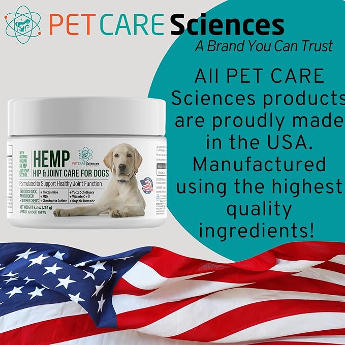 Approx 120 Hemp Chews for Dogs - Dog Hip and Joint Supplement - Pain Relief for Dogs - Senior Old Dog Vitamins and Supplements - Hemp Calming Treats for Dogs