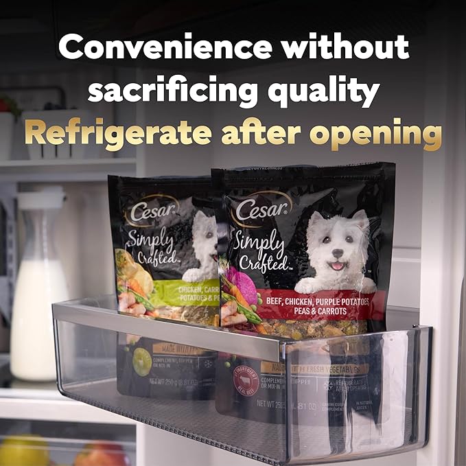 Cesar Simply Crafted Chicken, Carrots, Potatoes, & Peas Wet Dog Food Complement, 8.82 oz. Pouch (6 Count)