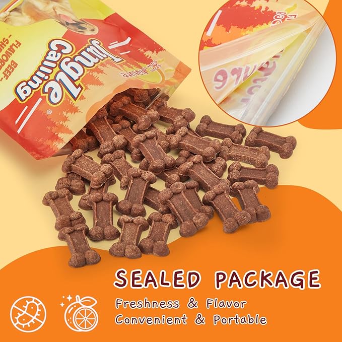 Jungle Calling 48 Ct. Senior Dog Soft Treats, Easy to Chew Beef-Flavored Biscuits for Training, Natural Digestive Support & Plant-Based Protein