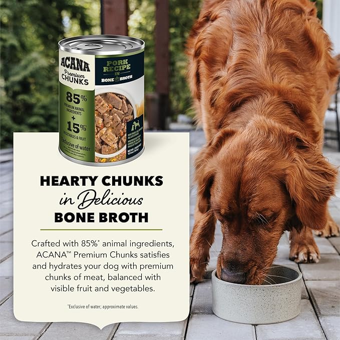 ACANA Premium Chunks in Bone Broth Grain-free Wet Dog Food Pork Recipe 12.8oz Cans (12 Count)