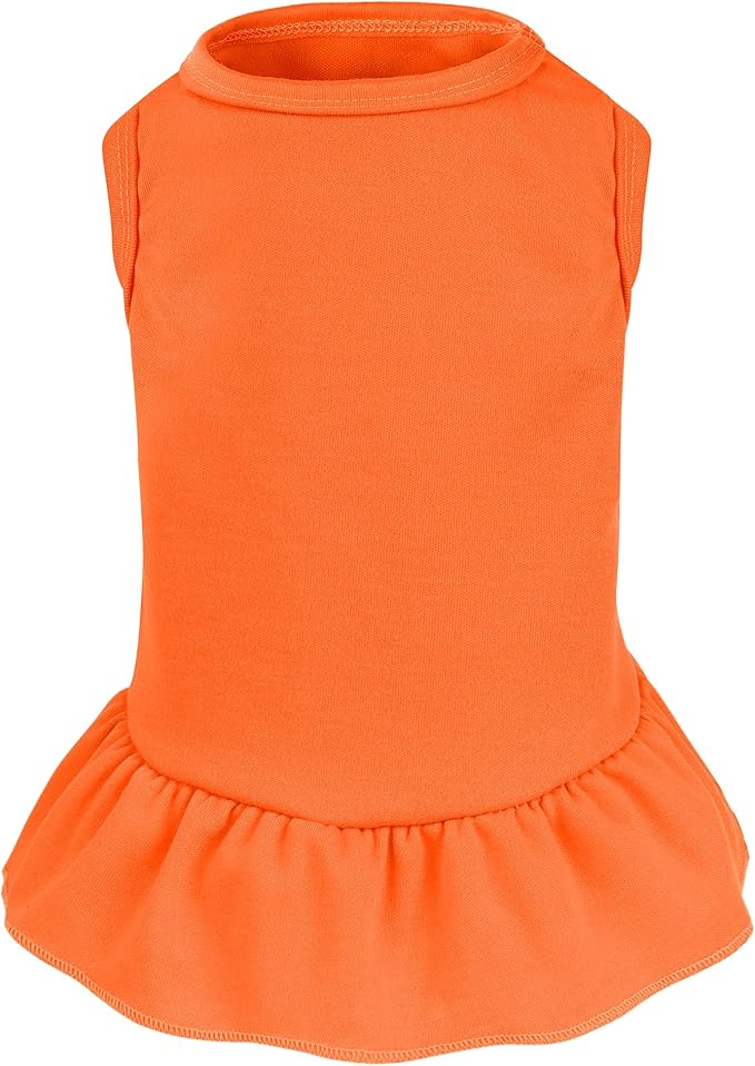 Dog Dresses Cat Skirt Solid Color Dog Clothes Summer Sleeveless Puppy Girl Clothes for Small Pet Dogs Cats (Orange, Large)